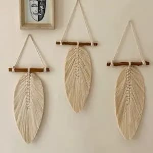 دیوار کوب تک برگ مکرومه بافی