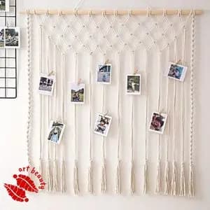 دیوارکوب آویز عکس مکرومه طرح خاطرات