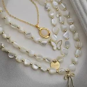 گردنبند صدف طبیعی پاپیون هانا