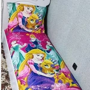 کاور کش دار تشک تخت دخترانه یک نفره طرح سیندرلا روتختی دخترانه پرنسس سیندرلا صورتی