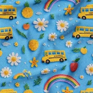پارچه مخمل کوسن مبل پارچه باما طرح سه بعدی اتوبوس کارتونی کد 5014153