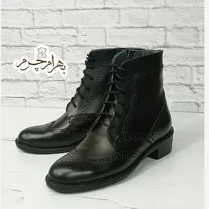 نیم بوت زنانه اسپرت چرم طبیعی مدل پارامیس مشکی