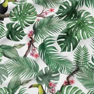 پارچه لباسی شومیز پارچه الف مدل کرپ بوگاتی طرح برگ و پرنده کد 4011140