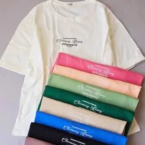 تیشرت زنانه آستین پاکتی طرح تکست