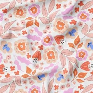 پارچه مخمل پورشه طرح گل و برگ کد 5012389