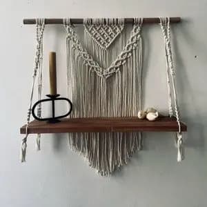 شلف چوبی اویز مکرومه بافی طرح دنیز