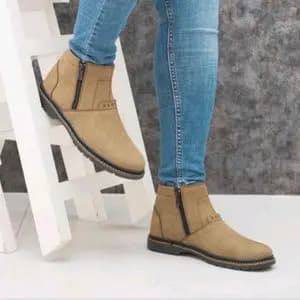 نیم بوت مردانه دو طرف زیپ رنگ کرم