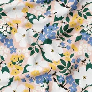 پارچه مخمل پورشه طرح گل و برگ کد 5012349