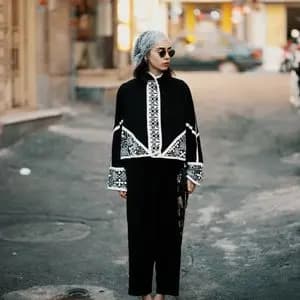 کت زنانه وسپر مشکی ساده کد 15383