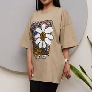 تیشرت لانگ طرح گل کد 606
