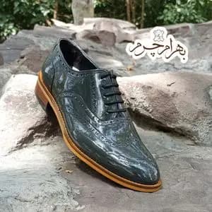 کفش مردانه مجلسی چرم طبیعی مدل نیلسون طوسی ورنی ایتالیایی