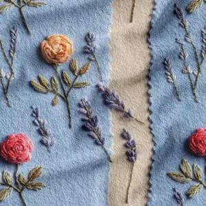 پارچه مخمل روبالشی پارچه باما طرح سه بعدی گل زیبا کد 5014191