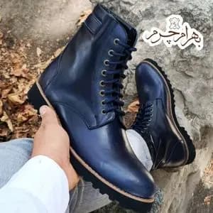 بوت مردانه اسپرت چرم طبیعی دست دوز مدل دماوند سرمه ای