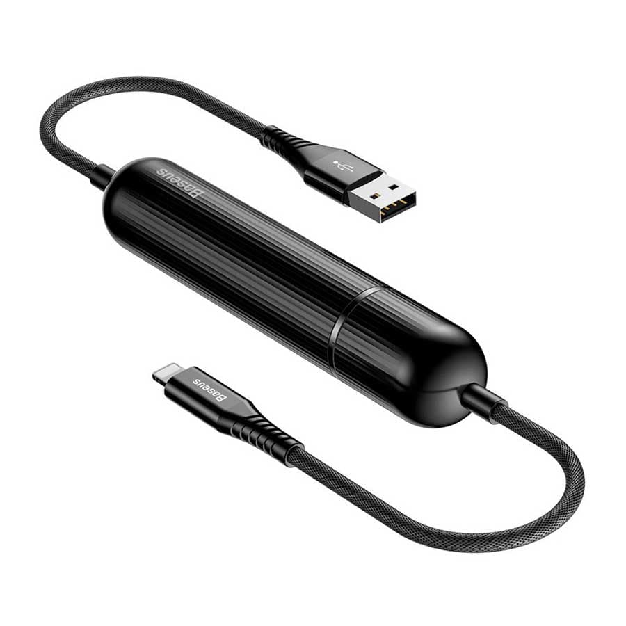 کابل تبدیل USB به لایتنینگ و پاوربانک بیسوس مدل two in one