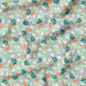 پارچه مخمل روبالشی طرح گل و برگ کد 5012502