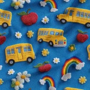 پارچه مخمل کوسن مبل پارچه باما طرح سه بعدی اتوبوس کارتونی کد 5014152