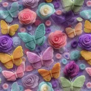 پارچه مخمل کوسن مبل پارچه باما طرح سه بعدی پروانه رنگی کد 5014085