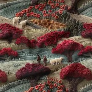 پارچه مخمل روبالشی پارچه باما طرح سه بعدی طبیعت پاییزی کد 5014012