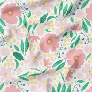 پارچه مخمل روبالشی طرح گل و برگ کد 5012442