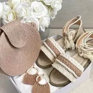 ست مکرومه بافی کیف و صندل و گوشواره