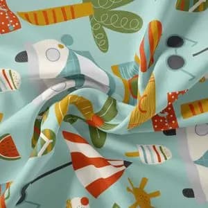 پارچه ملحفه مدل مخمل طرح ساحلی کد 5011196