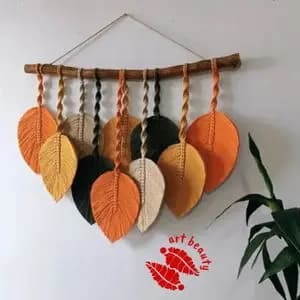 دیوارکوب برگ مکرومه بافی دکوراتیو مدل بند پیچ