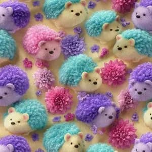 پارچه مخمل روبالشی پارچه باما طرح سه بعدی جوجه تیغی کیوت کد 5014028