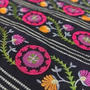 پارچه وال کتان سوزن دوزی و پولک دوزی هندی