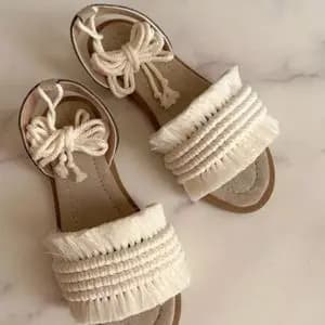 صندل مکر‌ومه بافی مدل چهار خط رنگ سفید