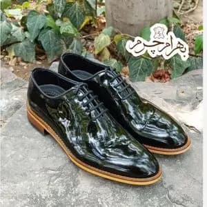 کفش مردانه مجلسی چرم طبیعی مدل جردن ورنی مشکی
