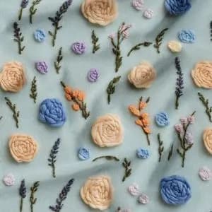 پارچه مخمل روبالشی پارچه باما طرح سه بعدی گل بهارانه کد 5014186