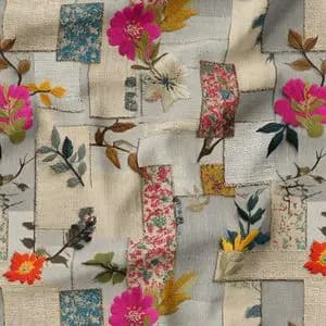 پارچه مخمل روبالشی پارچه باما طرح سه بعدی گل کد 5013890