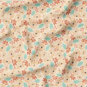 پارچه مخمل پورشه طرح گل و برگ کد 5012501