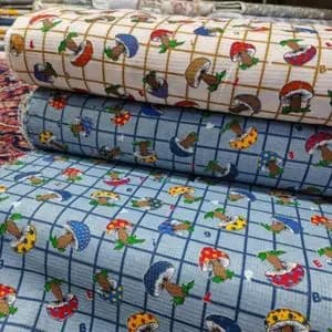 پارچه آشپزخانه پلی پنبه طرح قارچ عرض 1.5