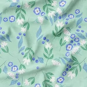 پارچه مخمل روبالشی طرح گل و برگ کد 5012366