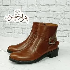 نیم بوت زنانه اسپرت چرم طبیعی مدل کاترین قهوه ای