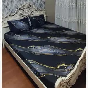 نیم روتختی ملحفه کشدار دونفره مشکی سنگی