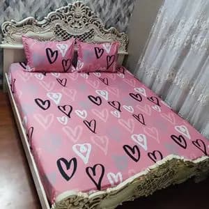 روتختی نیم ست سه تیکه دونفره قلبی گلبهی صورتی