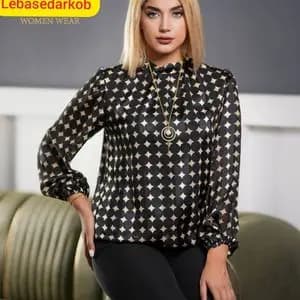 شومیز حریر ساتن طرحدار گتدار کد 8888