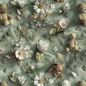 پارچه مخمل پارچه باما طرح 5 بعدی خرسی کد 5013539