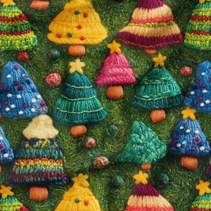 پارچه مخمل روبالشی پارچه باما طرح 5 بعدی درخت کریسمس کد 5013634