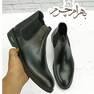 نیم بوت مردانه اسپرت چرم طبیعی چلسی دست دوز مدل کوین