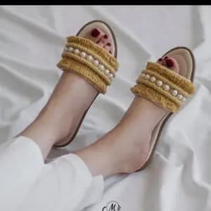 صندل زنانه مکرومه بافی مدل ساحل