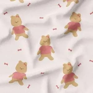 پارچه لباسی طرح دار پارچه الف مدل کرپ بوگاتی طرح خرس کارتونی کد4011544