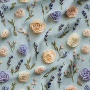 پارچه مخمل روبالشی پارچه باما طرح سه بعدی گل بهارانه کد 5014185