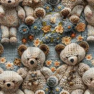 پارچه مخمل طرح سه بعدی خرسی کد 5013470