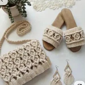 ست کیف صندل مکرومه بافی مدل ماهی