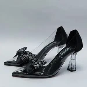 کفش مجلسی زنانه پاشنه بلند طلقی پاپیونی