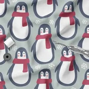 پارچه ملحفه مدل مخمل طرح پنگوئن ها 5011502
