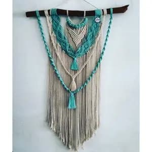 دیوارکوب اویز مکرومه بافی مدل سبز پاستیلی